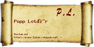 Popp Lotár névjegykártya